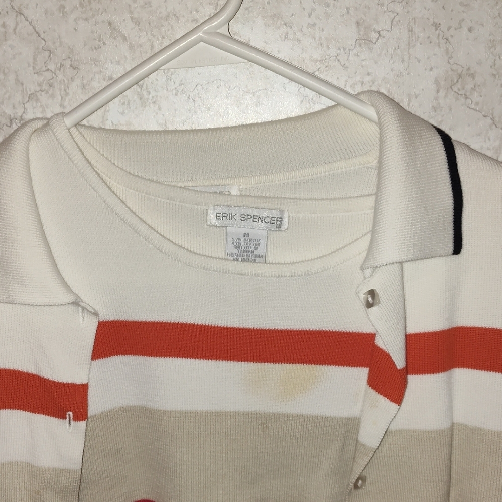🟢 Eric Spencer Red and Cream Cardigan Jacket
